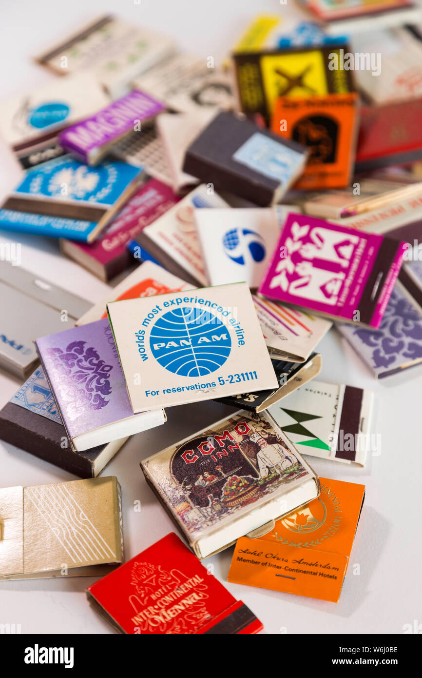 Collection of worldwide vintage matches from the 1970s Stock Photo Alamy