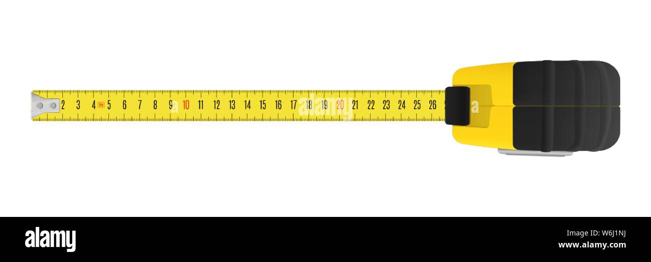Yellow carpenter measuring tape with a metric units scale Stock Vector