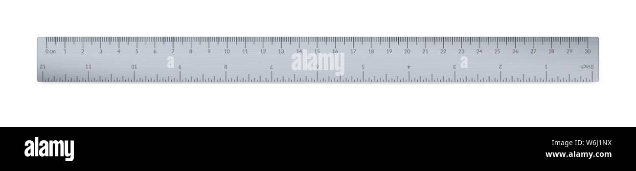 Engineer or architect aluminium drafting ruler with an imperial and a metric units scale Stock Vector