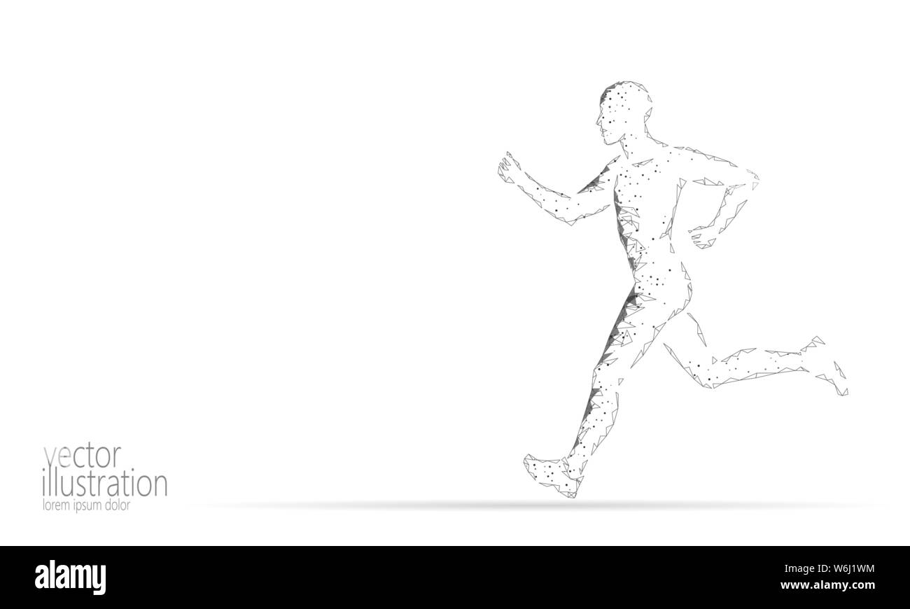 Sportsman run exercise fitness healthy lifestyle concept. Low poly man