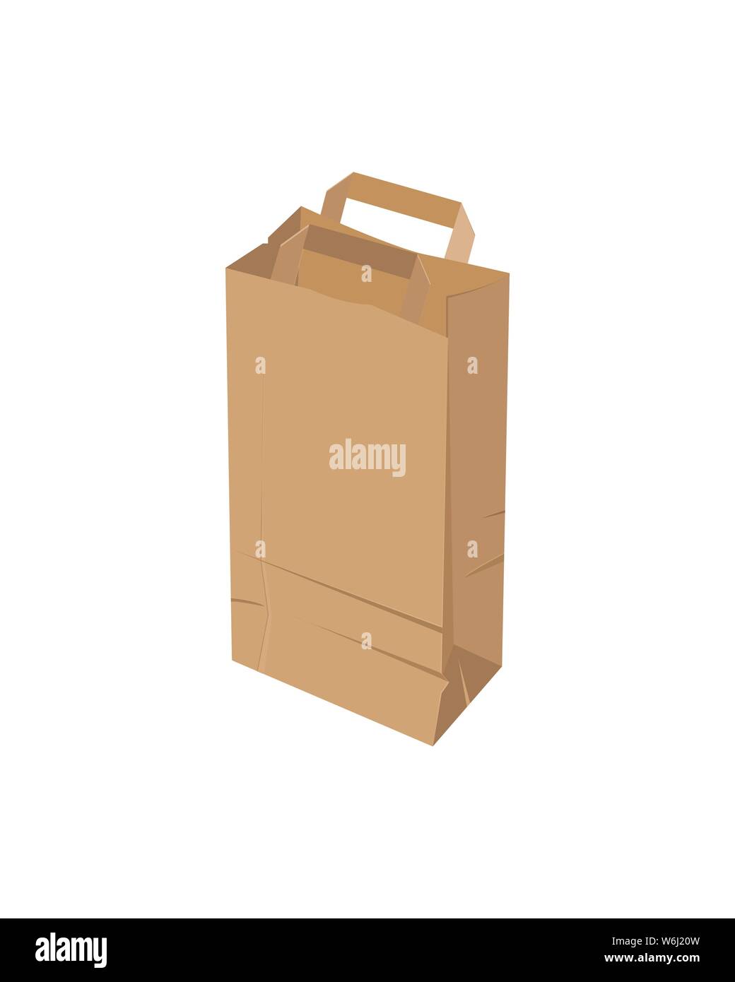 Craft paper bag on a white background. Vector illustration Stock Vector