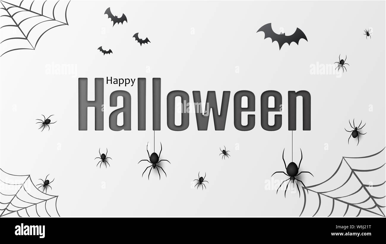 Happy halloween. Vector isolated pattern with hanging spiders and bats spider for banner, poster, greeting card Stock Vector