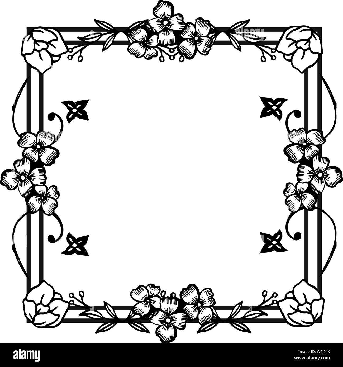 Simple Flower Frame On A White Background Design For Greeting Card Invitation Card Poster Vector Illustration Stock Vector Image Art Alamy