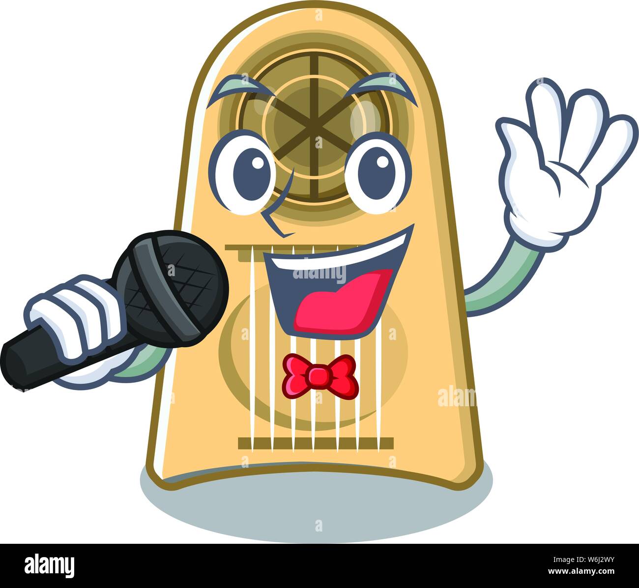 Singing egg slicer in the mascot shape Stock Vector