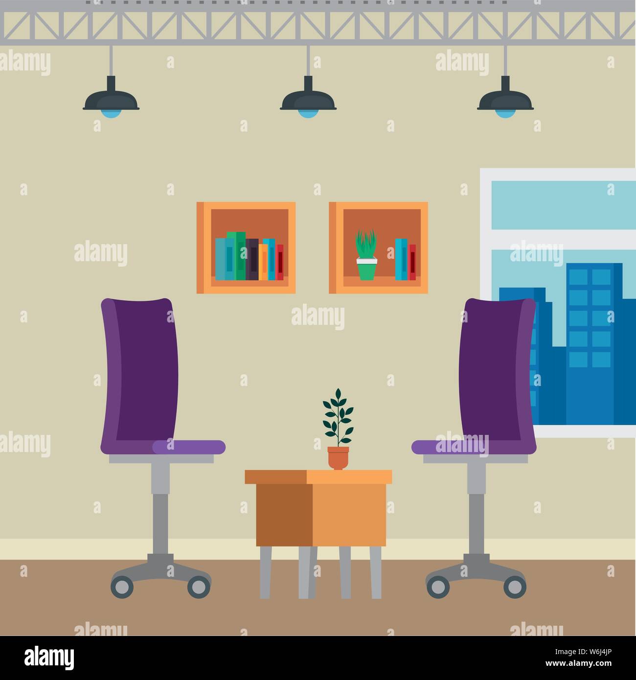 office places scenes with chairs Stock Vector