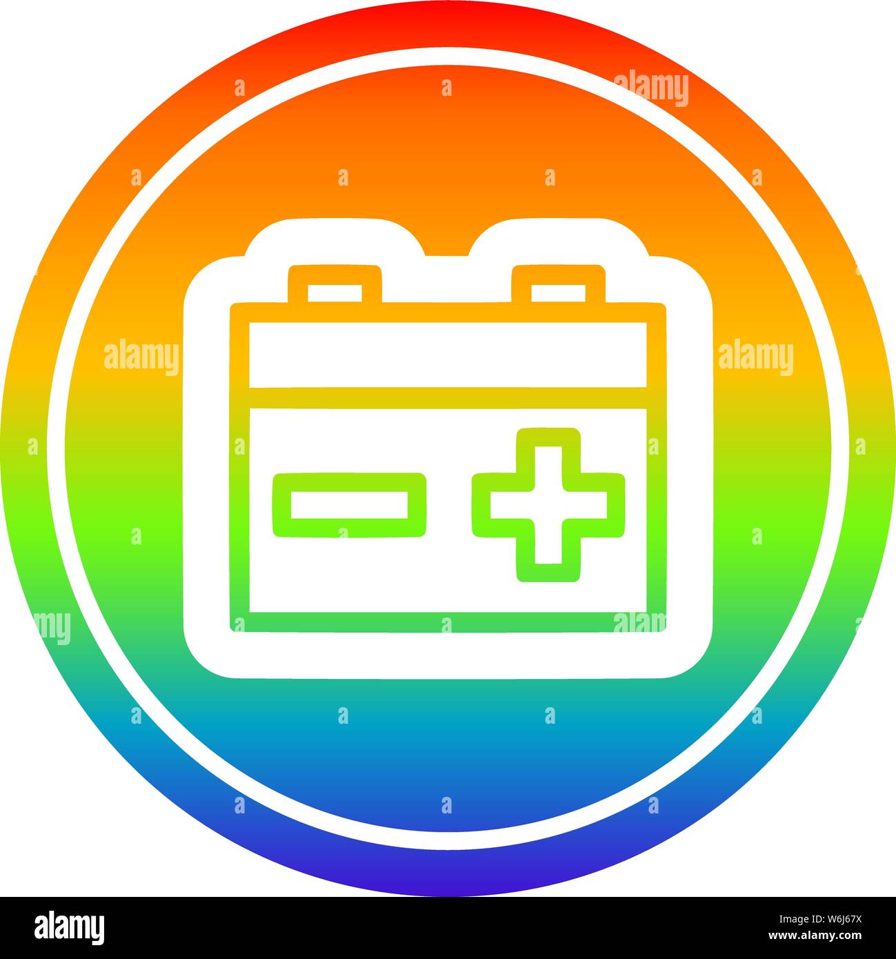 industrial battery circular icon with rainbow gradient finish Stock ...