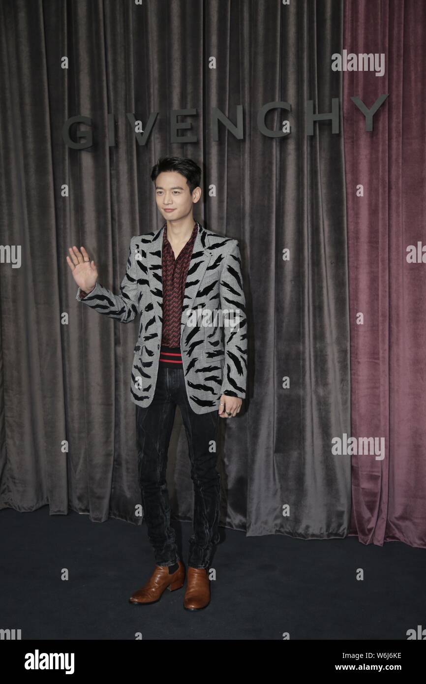 South Korean singer and actor Choi Min-ho, better known as Minho, of South Korean boy group Shinee arrives for the Givenchy show during the Paris Fash Stock Photo