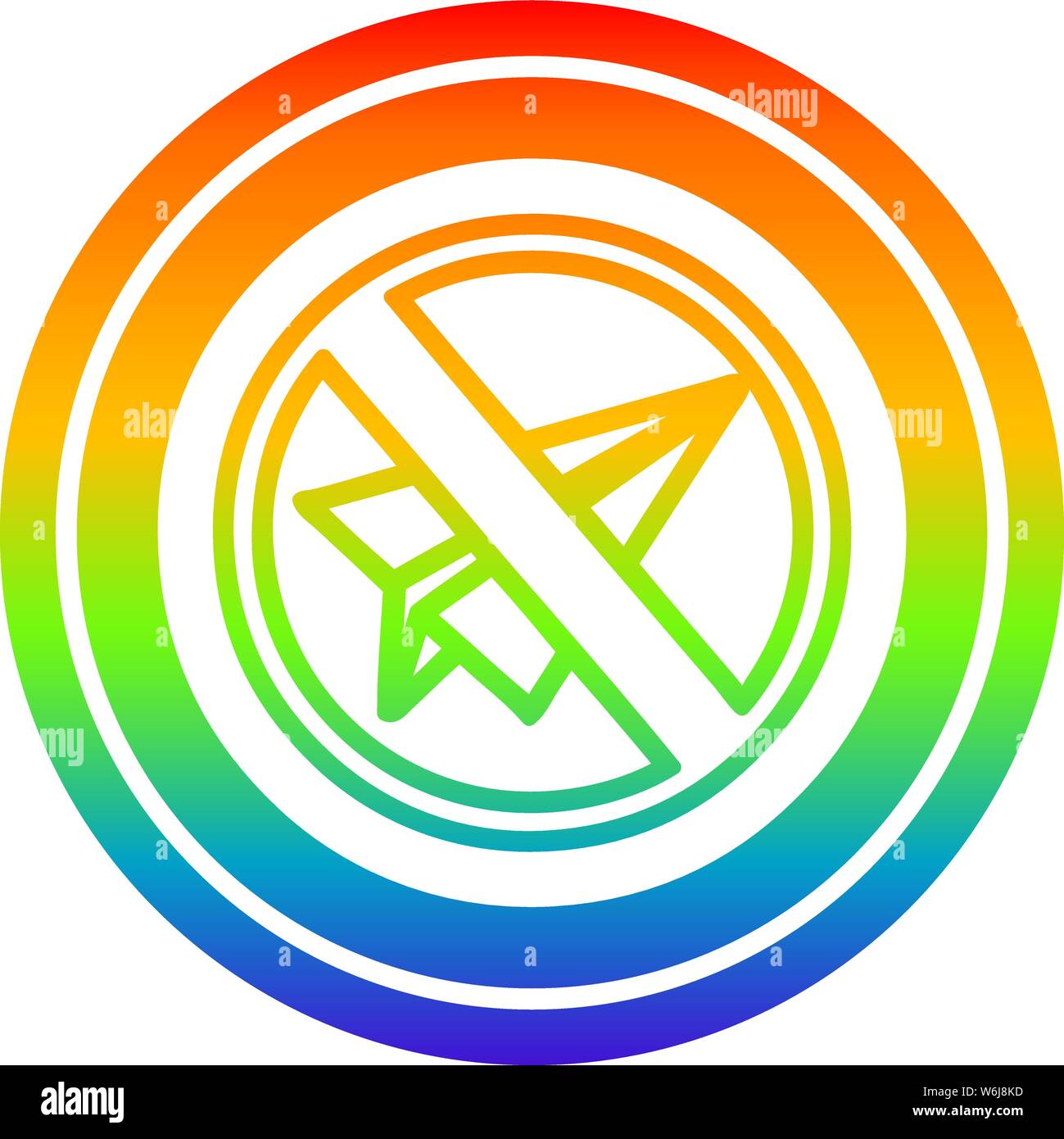 paper plane ban circular icon with rainbow gradient finish Stock Vector ...