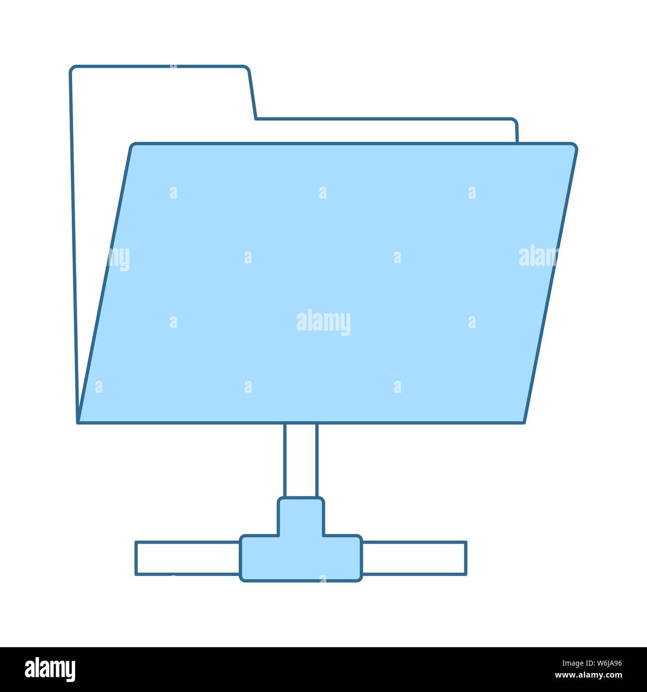 Shared Folder Icon. Thin Line With Blue Fill Design. Vector Illustration. Stock Vector