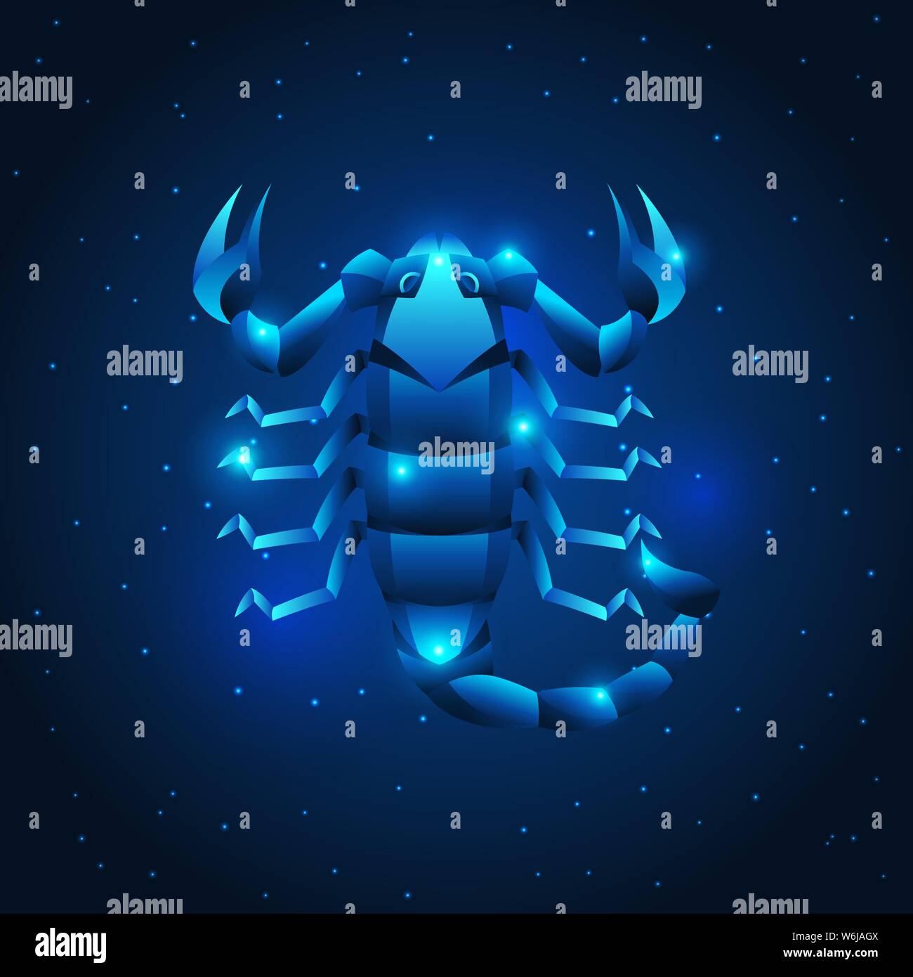 Scorpio zodiac sign, blue star horoscope symbol. Stylized astrological illustration. Stock Vector
