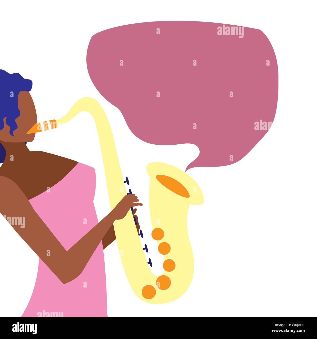 musician woman saxophone playing instrument vector illustration Stock