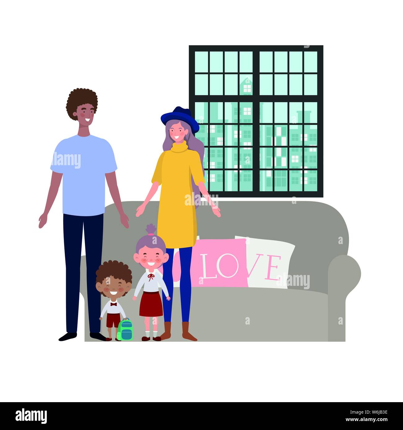 Isolated father and mother with kids design Stock Vector Image & Art ...