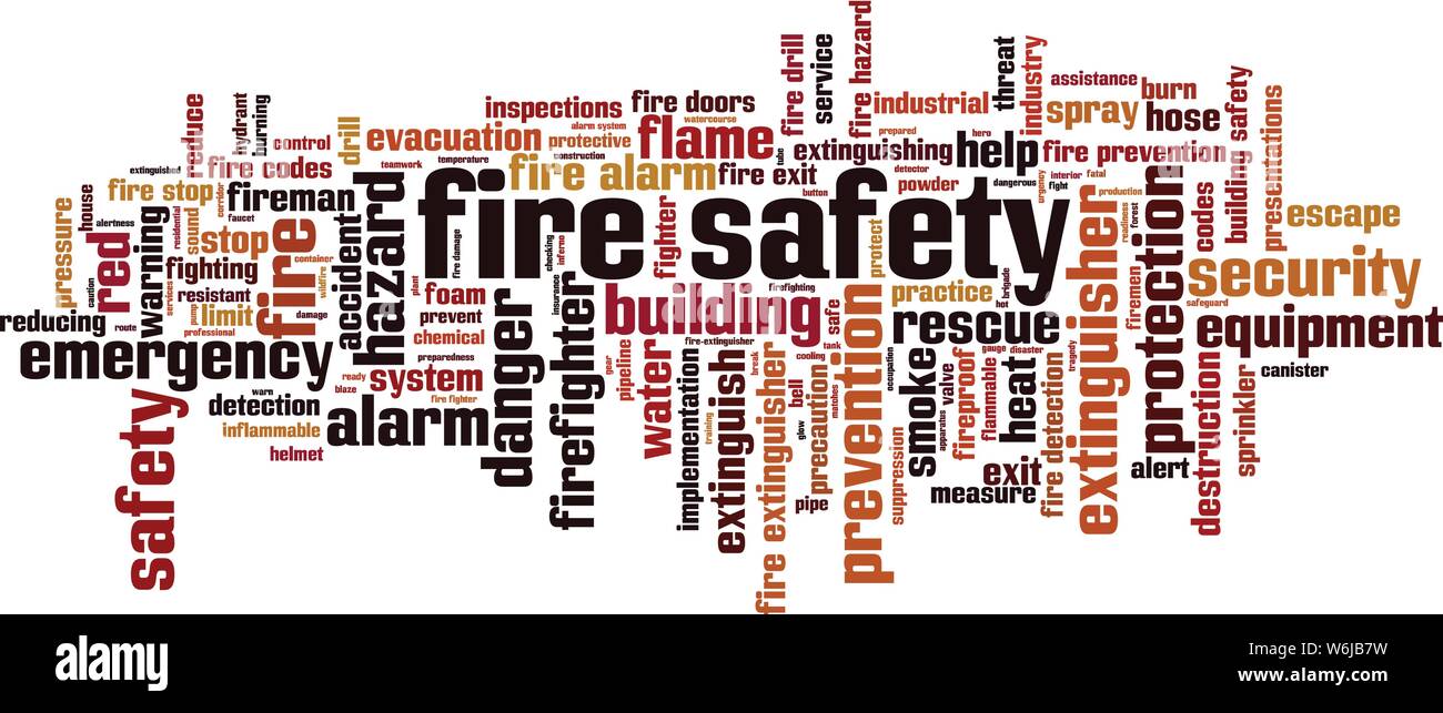 Fire safety word cloud concept. Collage made of words about fire safety. Vector illustration Stock Vector