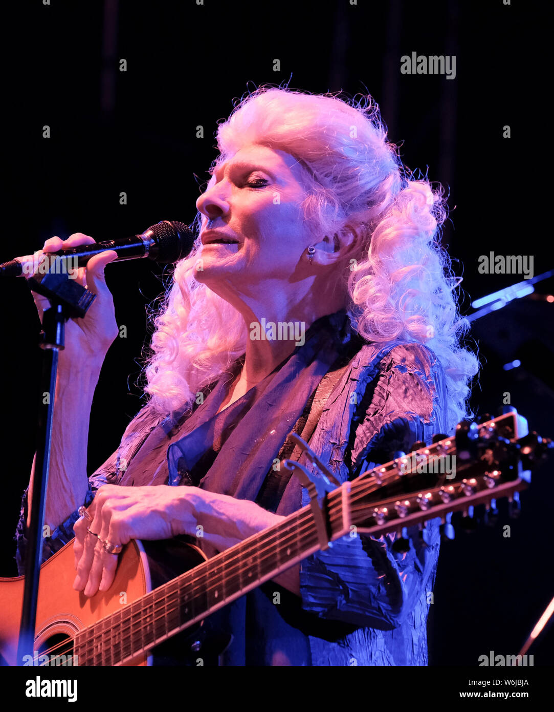 Wickham, UK. 01st Aug, 2019. Grammy Award winning American singer songwriter of folk, blues, pop, and rock, Judith Marjorie Collins popularly known as Judy Collins performs live at Wickham festival in Hampshire. Credit: SOPA Images Limited/Alamy Live News Stock Photo