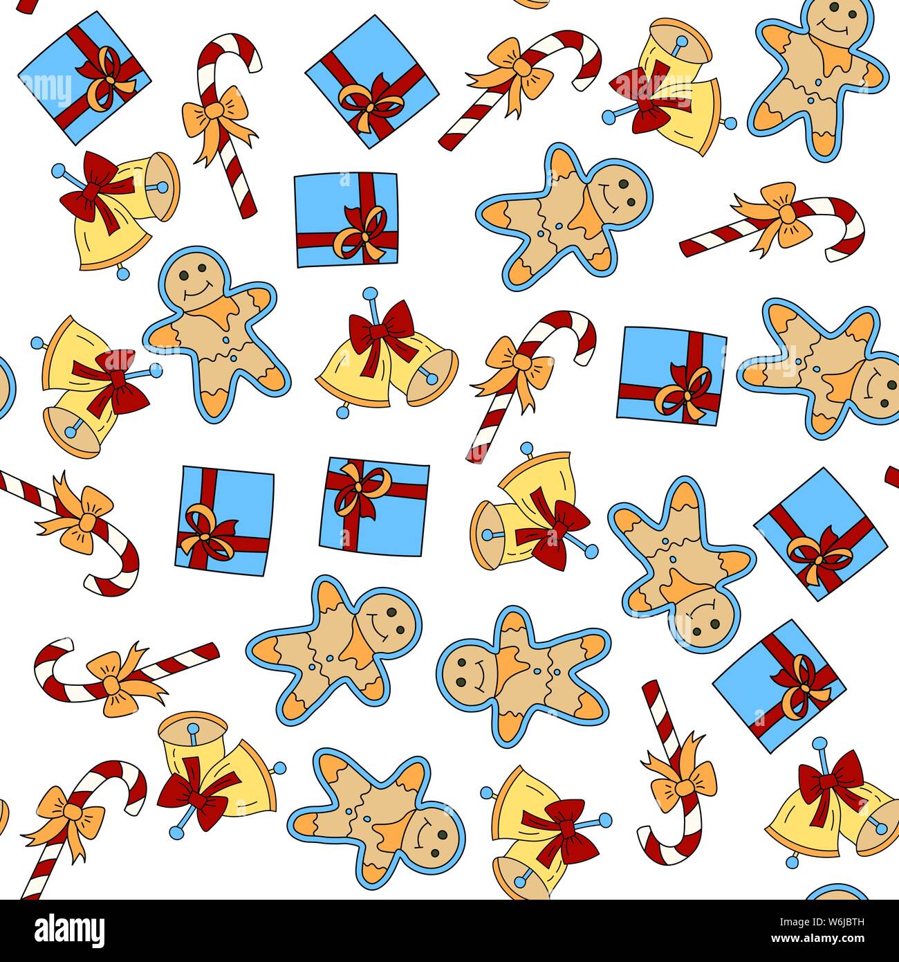 Vector Christmas seamless pattern with color symbols of gingerbreads ...