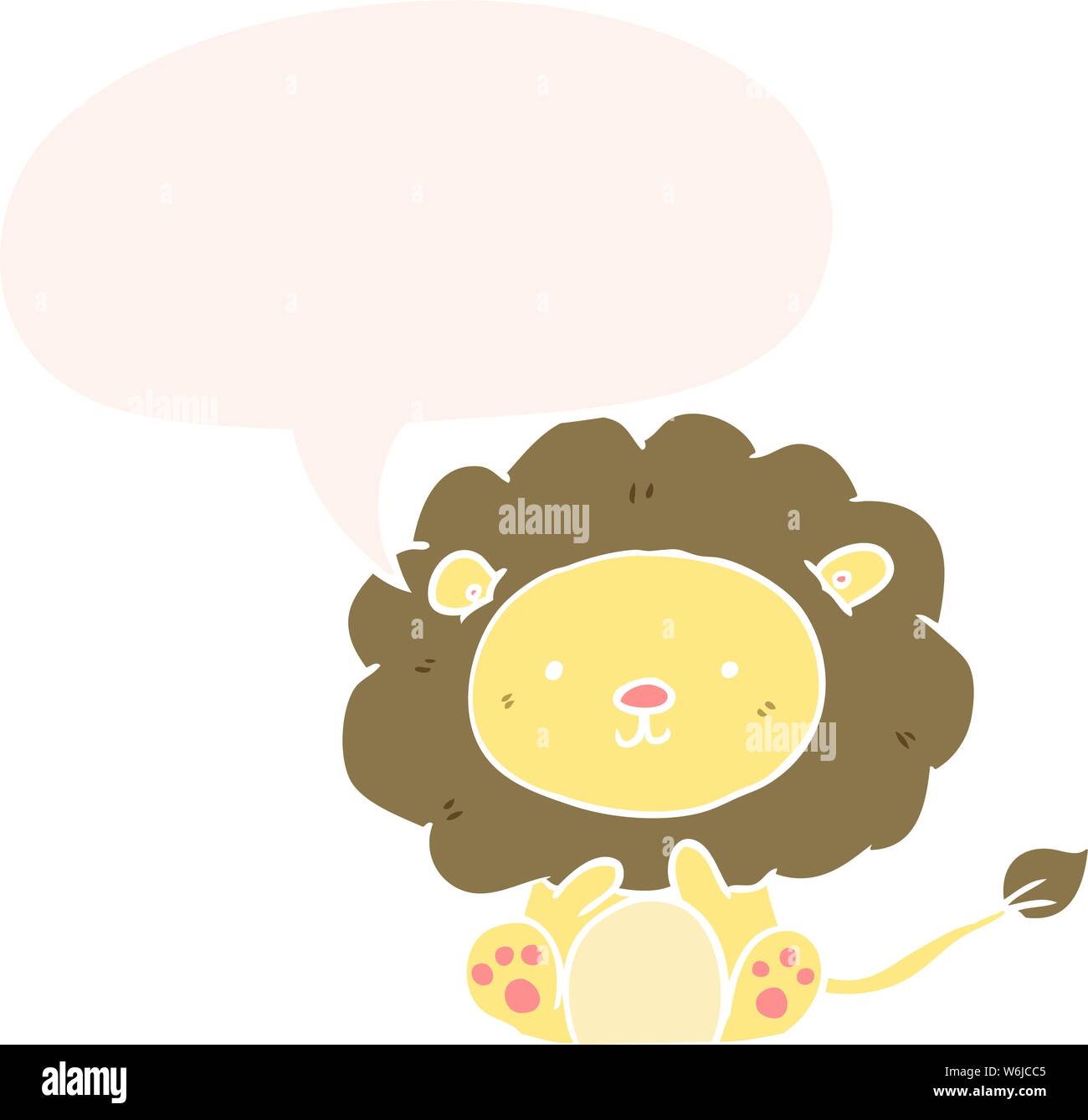 cute cartoon lion with speech bubble in retro style Stock Vector Image ...