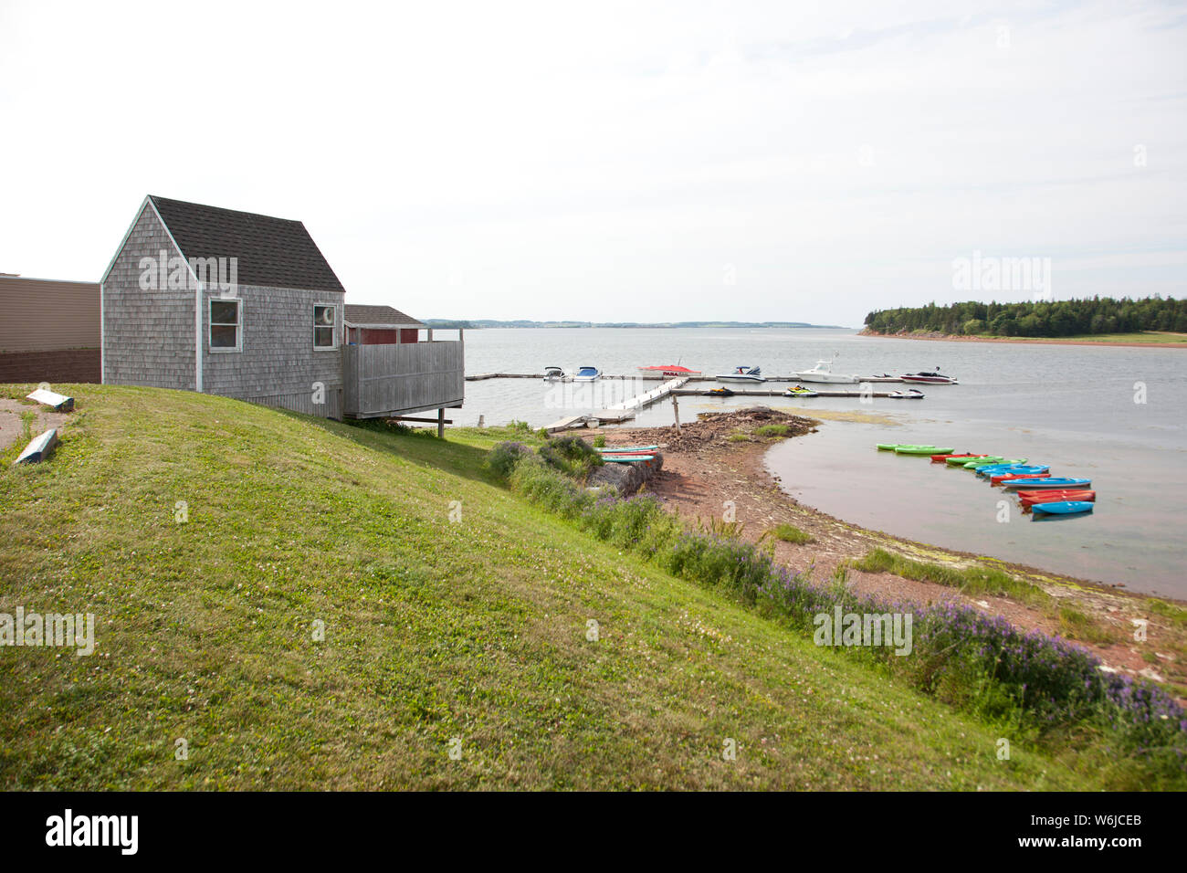 Breadalbane Pei July 27 2019 Wharf With Kayaks And Small Boat