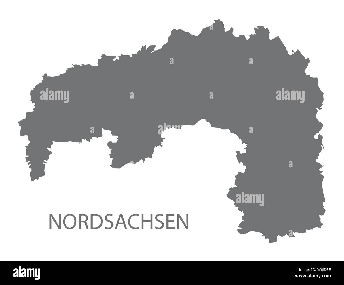 Nordsachsen grey county map of Saxony Germany DE Stock Vector Image