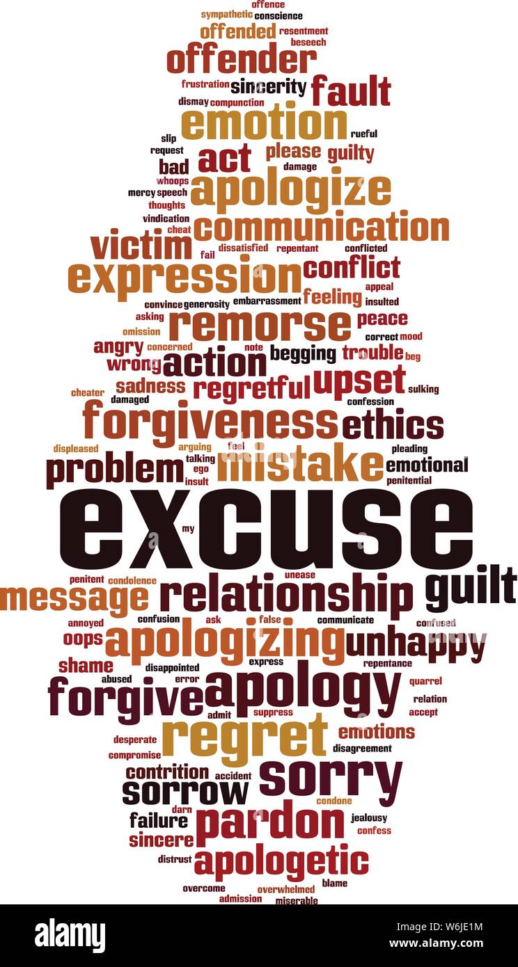 Excuse word cloud concept. Collage made of words about excuse. Vector illustration Stock Vector