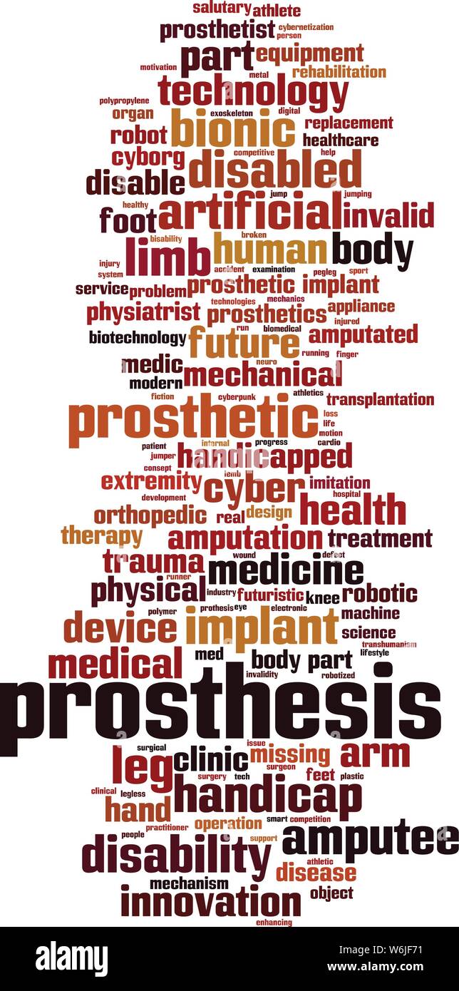 Prosthesis word cloud concept. Collage made of words about prosthesis. Vector illustration Stock Vector