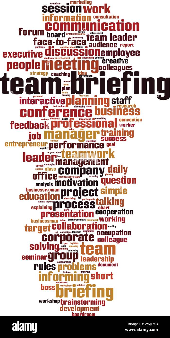 Team briefing word cloud concept. Collage made of words about team briefing. Vector illustration Stock Vector