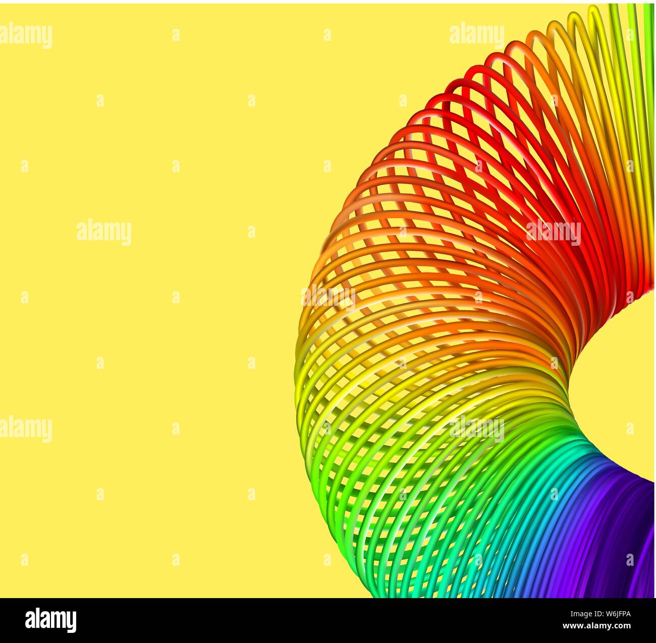 Rainbow spiral spring vector illustration on yellow Stock Vector