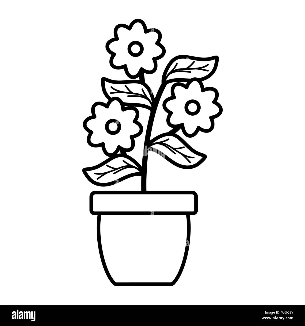 flowers garden and leafs in ceramic pot decoration vector illustration ...