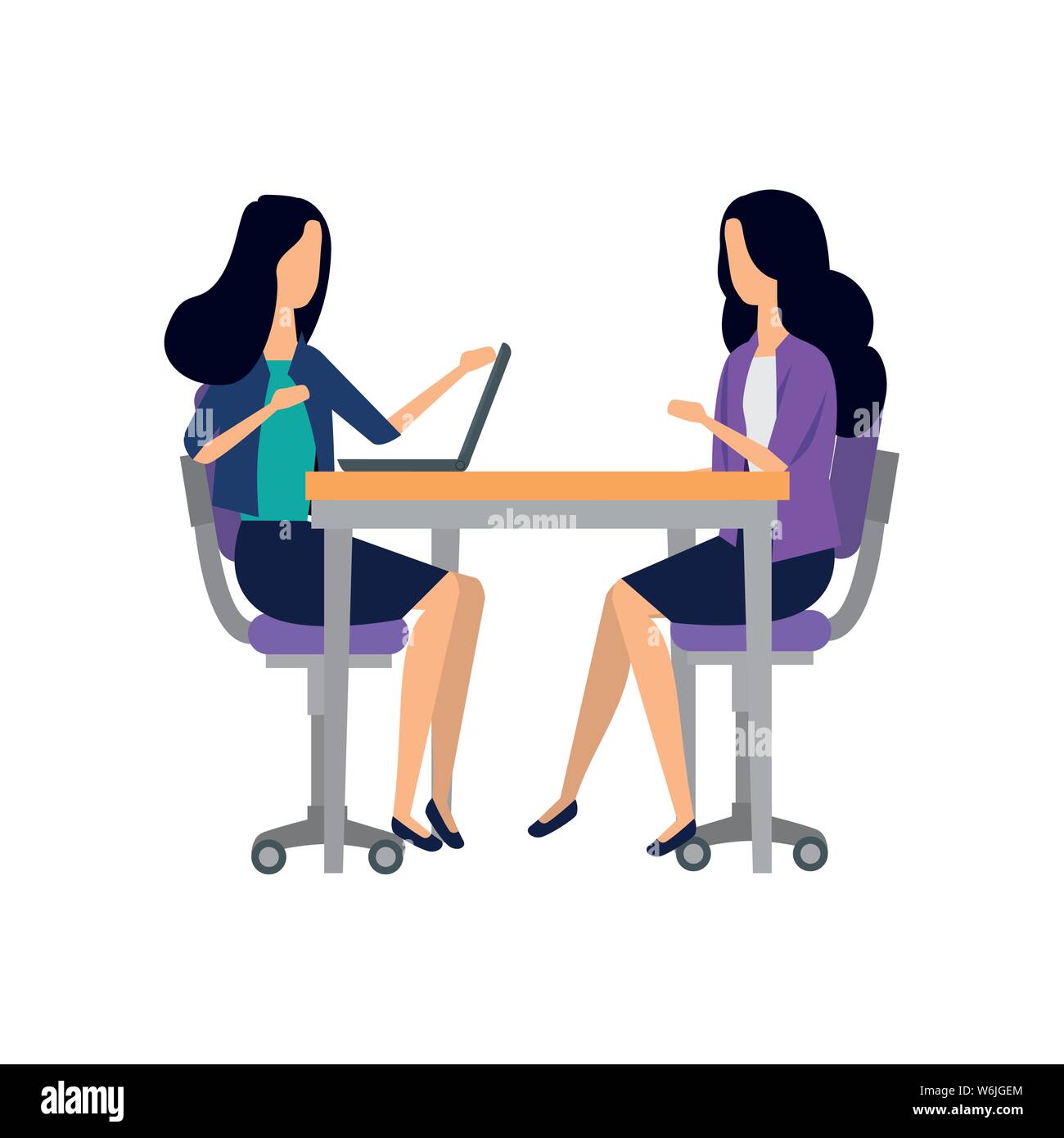 elegant businesswomen working with laptop Stock Vector Image & Art - Alamy