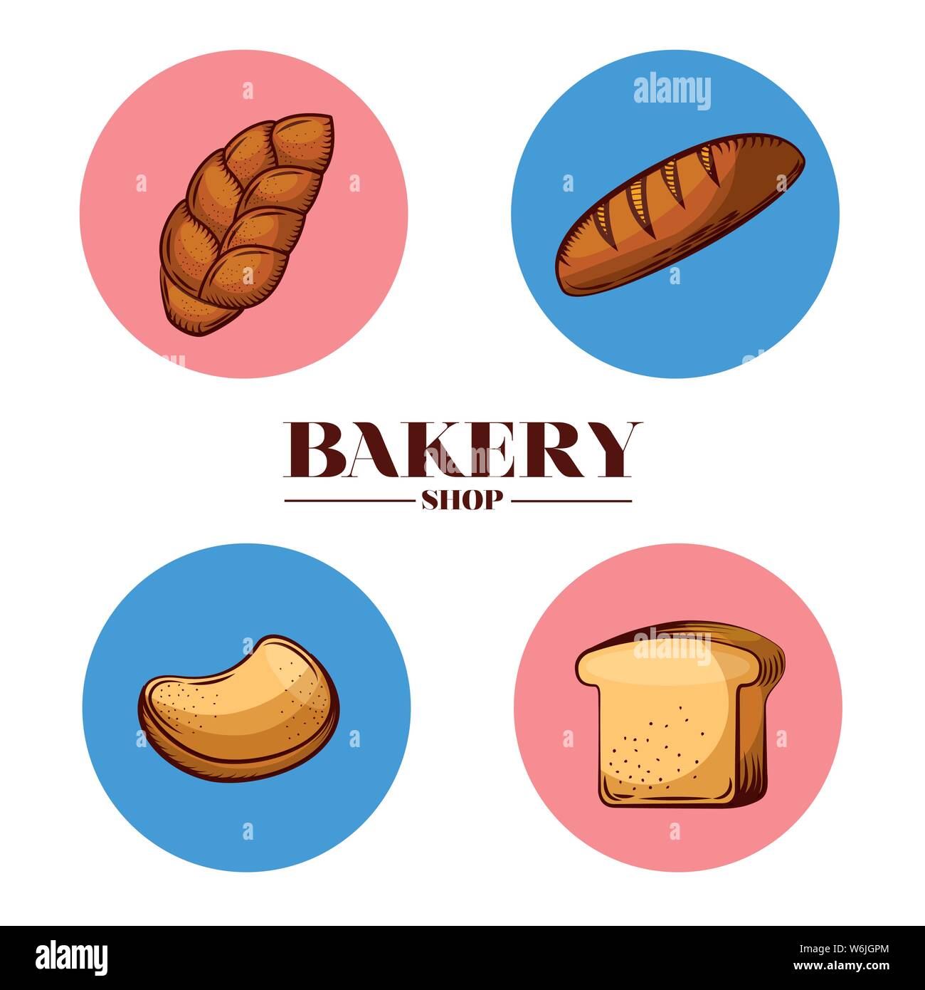Bread baguette and toast of bakery vector design Stock Vector Image ...