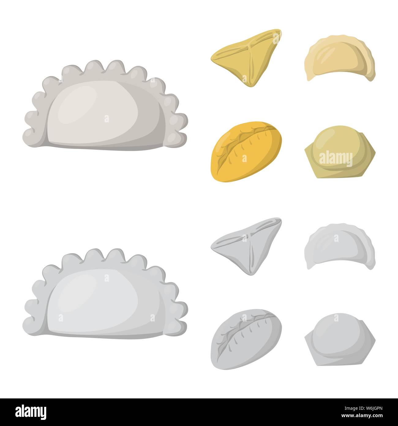 Vector illustration of products and cooking symbol. Collection of ...