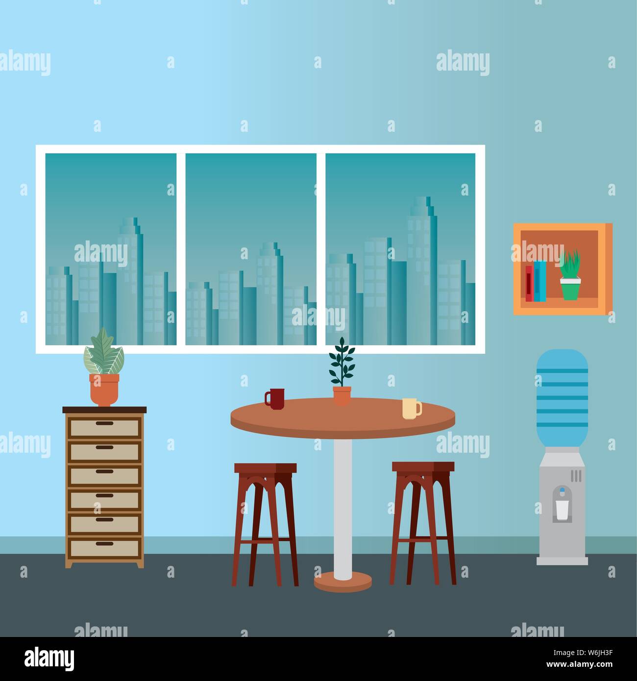 office places scenes with laptop Stock Vector