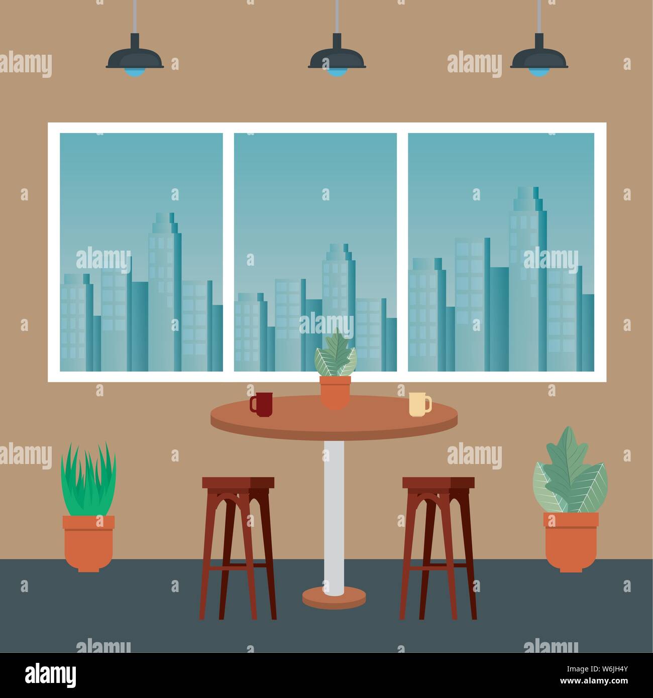 office places scenes with laptop Stock Vector