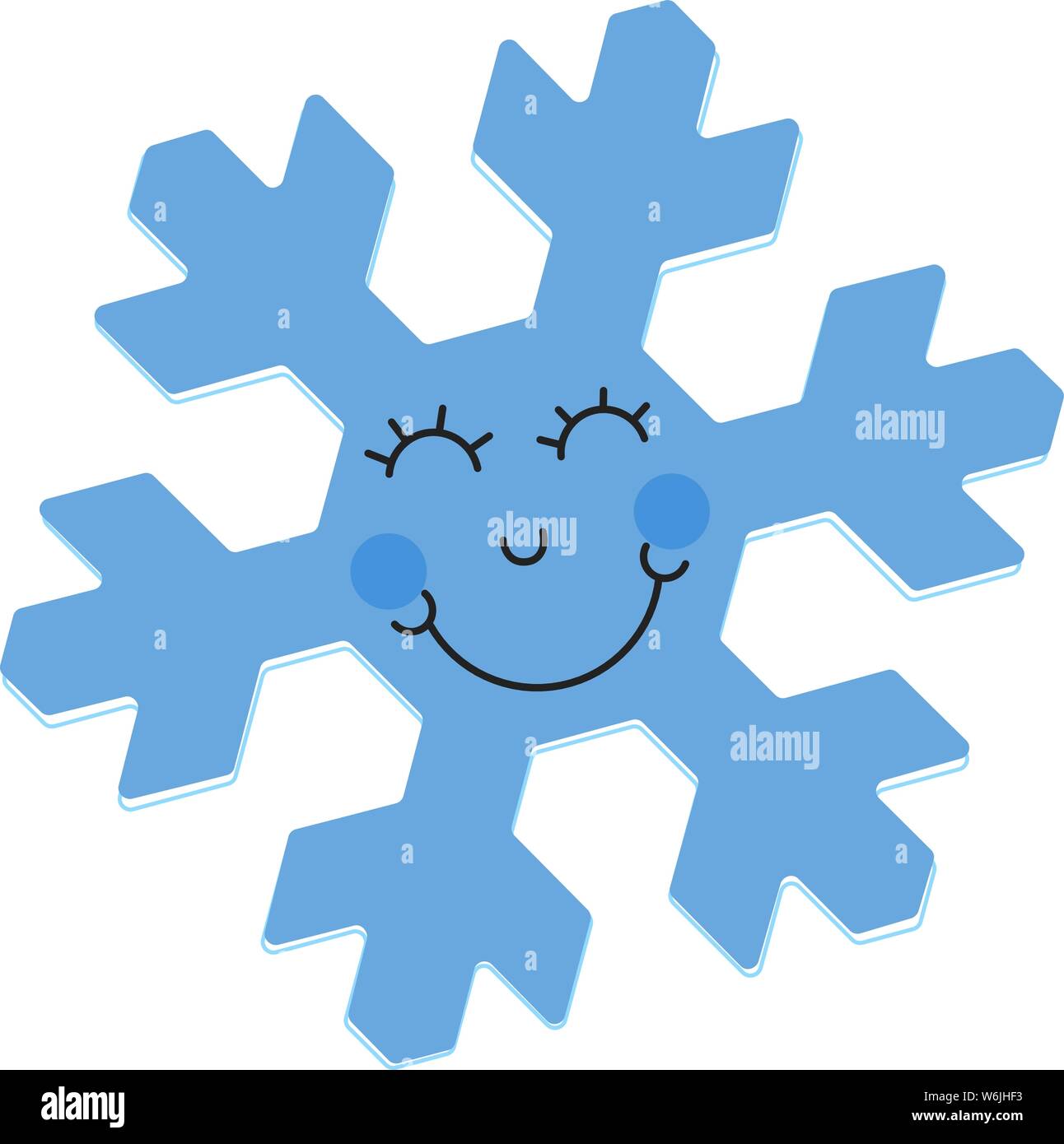 Vector illustration. Snowflake cartoon smiling. Plain blue character  isolated Stock Vector Image & Art - Alamy