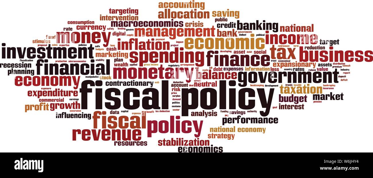 Fiscal policy word cloud concept. Collage made of words about fiscal policy. Vector illustration Stock Vector