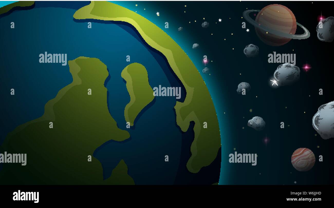 Earth in space scene illustration Stock Vector Image & Art - Alamy