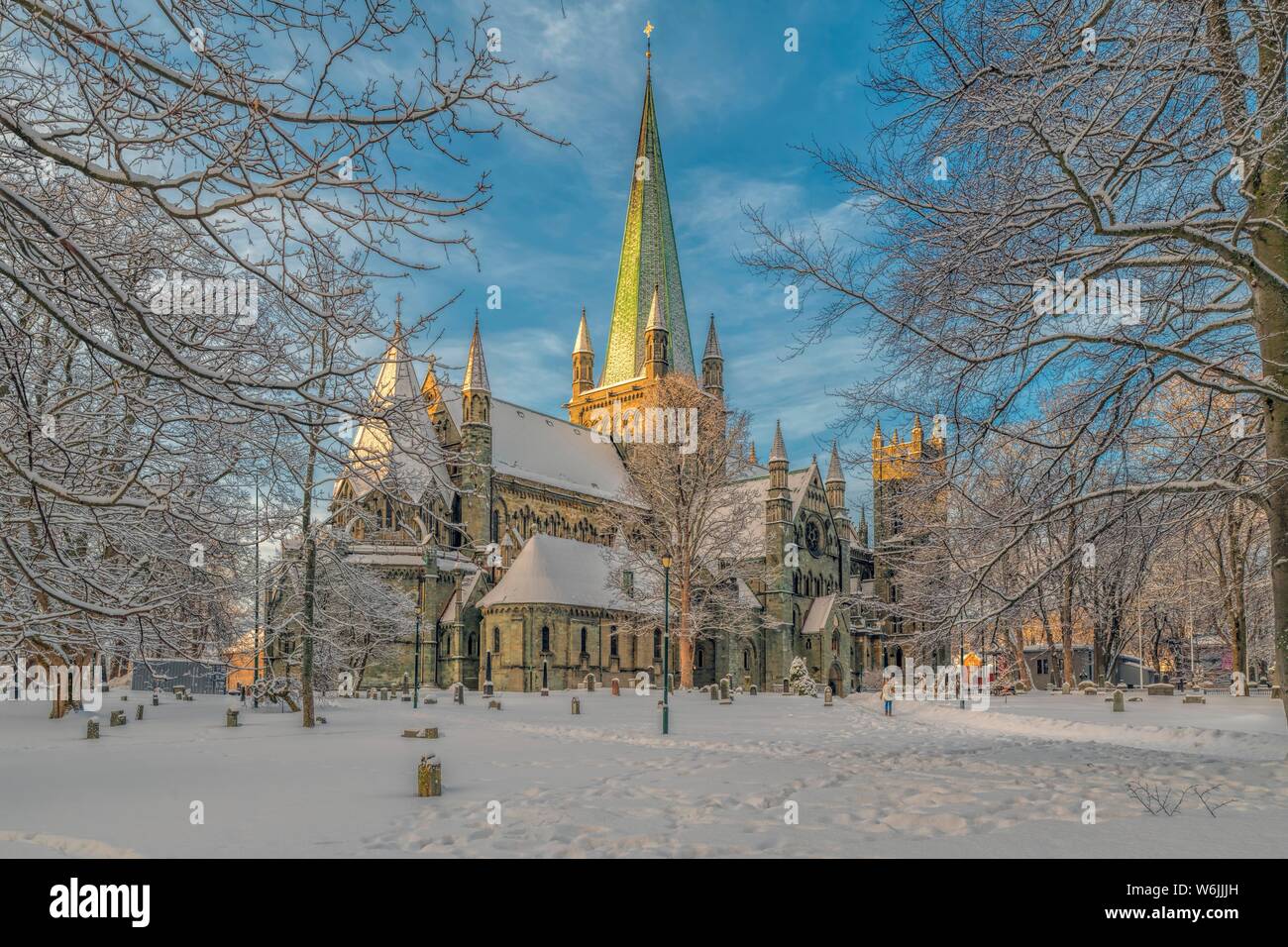 Winter, Cathedral, Nidaros, Trondheim, Norway Stock Photo