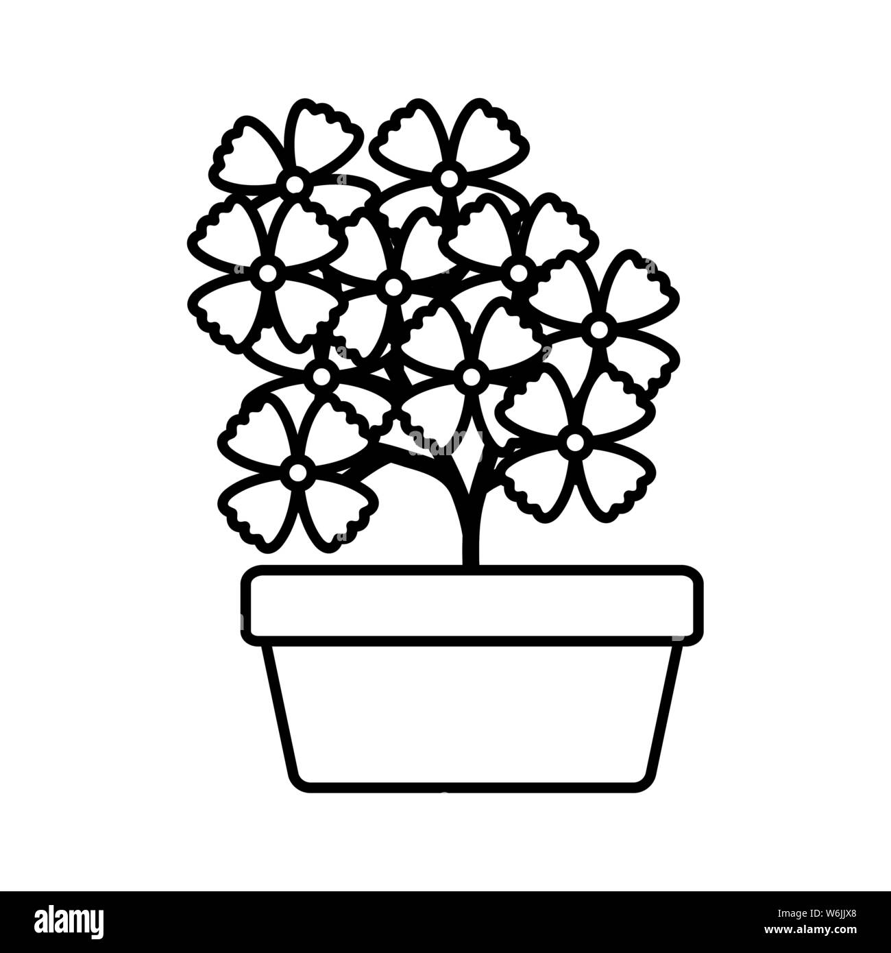 flowers garden in square ceramic pot decoration vector illustration ...