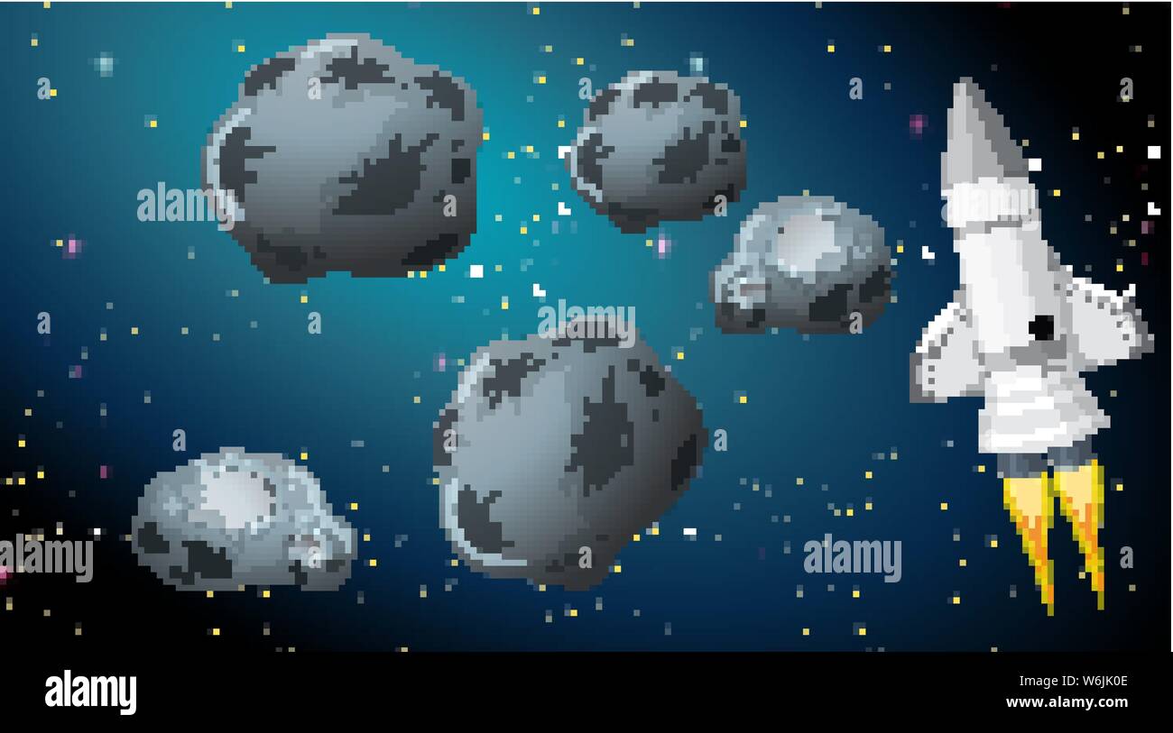 Rocket and asteroid scene illustration Stock Vector Image & Art - Alamy