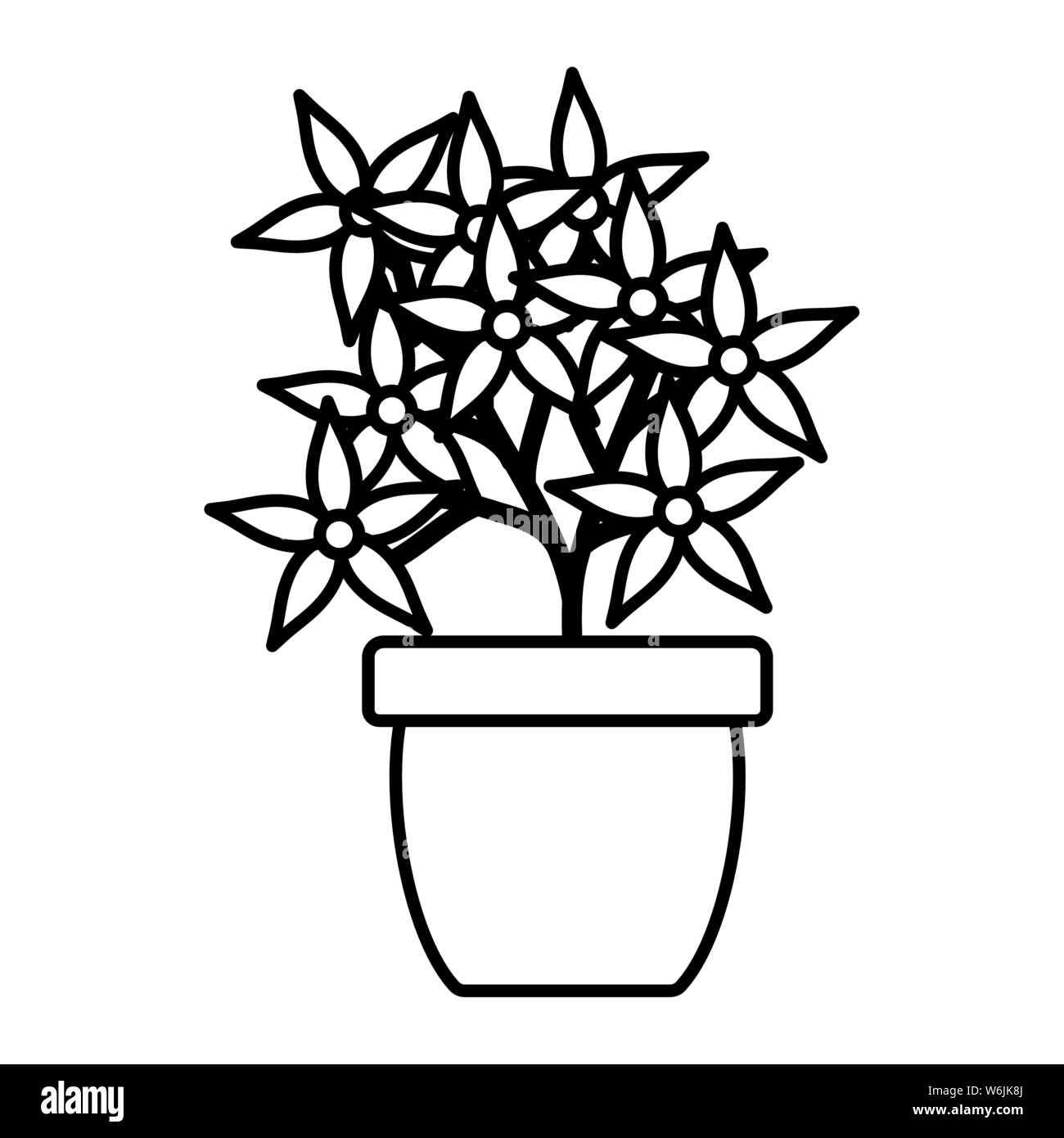 flowers garden in ceramic pot decoration vector illustration design ...