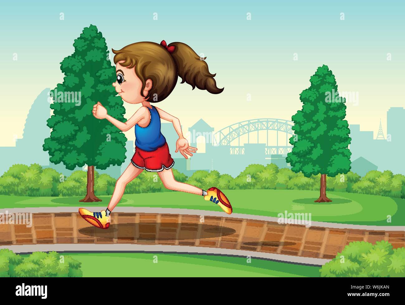 Girl running in park scene illustration Stock Vector Image &amp; Art - Alamy