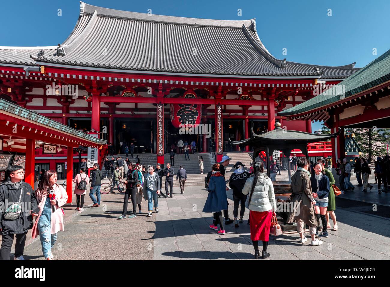 Buddhist temple complex, Asakusa Shrine or Senso-ji Temple, Asakusa, Tokyo, Japan Stock Photo
