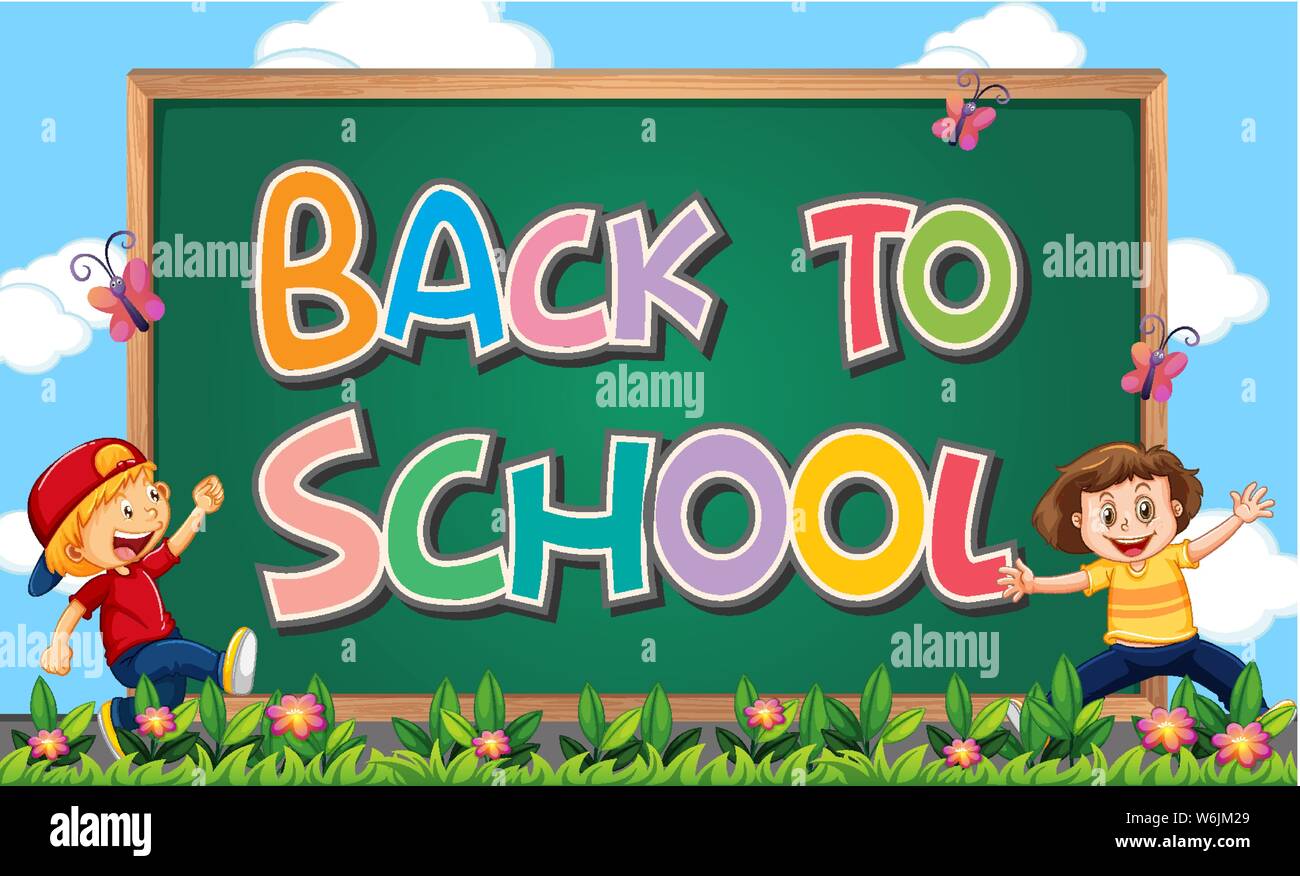 Back to school template with children illustration Stock Vector Image ...
