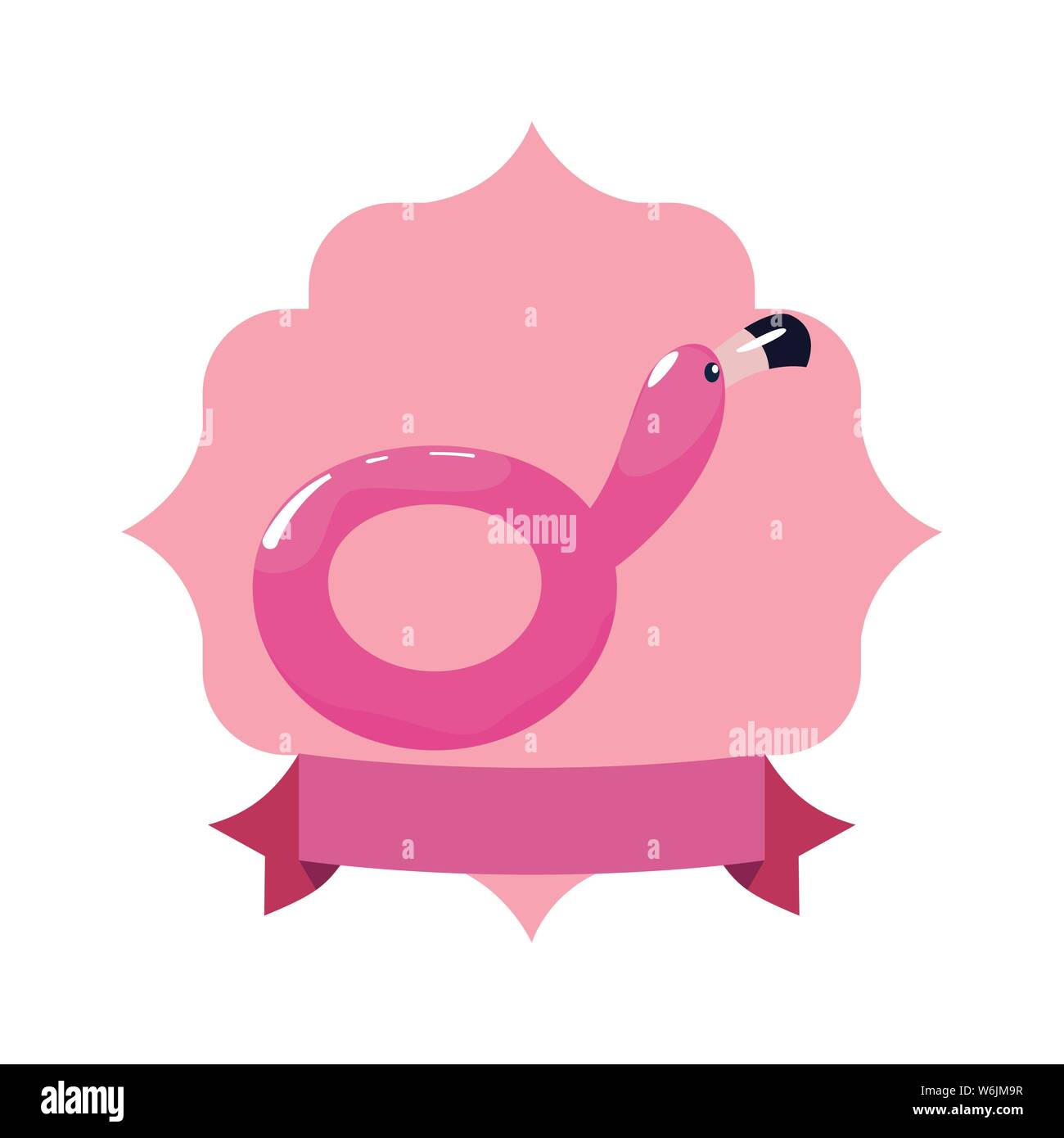 flamingo float summer time vacation flat design vector illustration ...