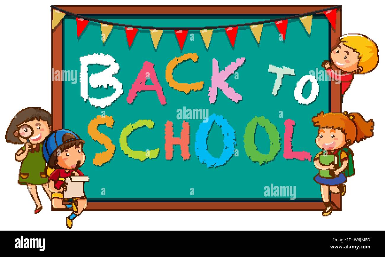 Back to school template with children illustration Stock Vector Image ...