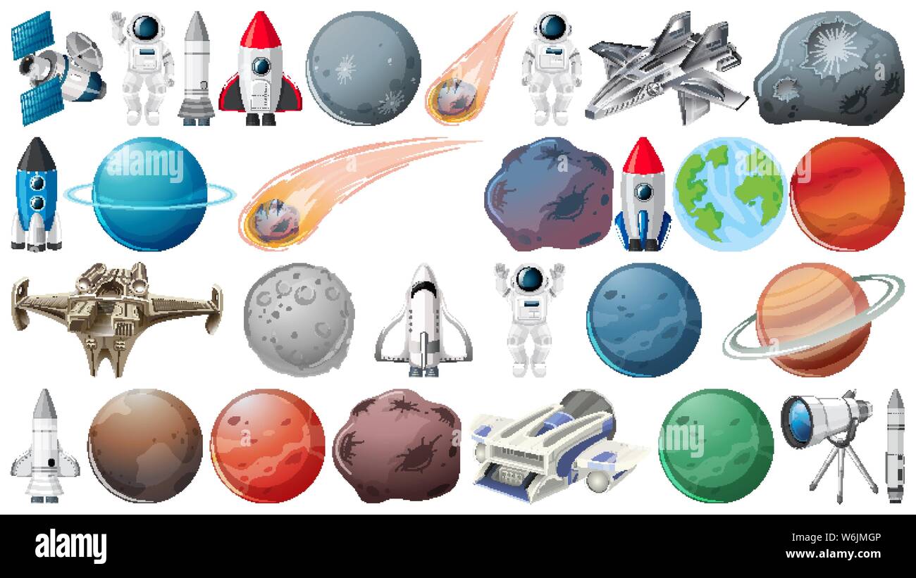 Set of planets and space obejcts illustration Stock Vector Image & Art ...