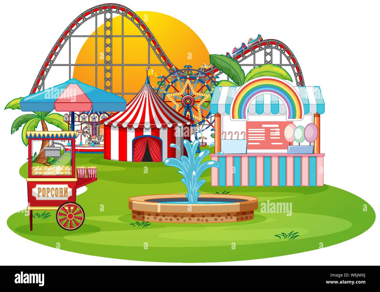 An outdoor funfair scene illustration Stock Vector Image & Art - Alamy