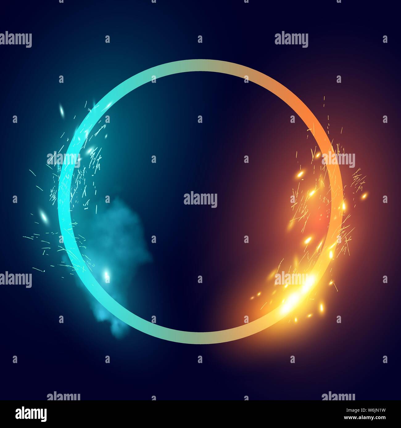Fire and Ice effects on a loop shape. Vector illustration. Stock Vector