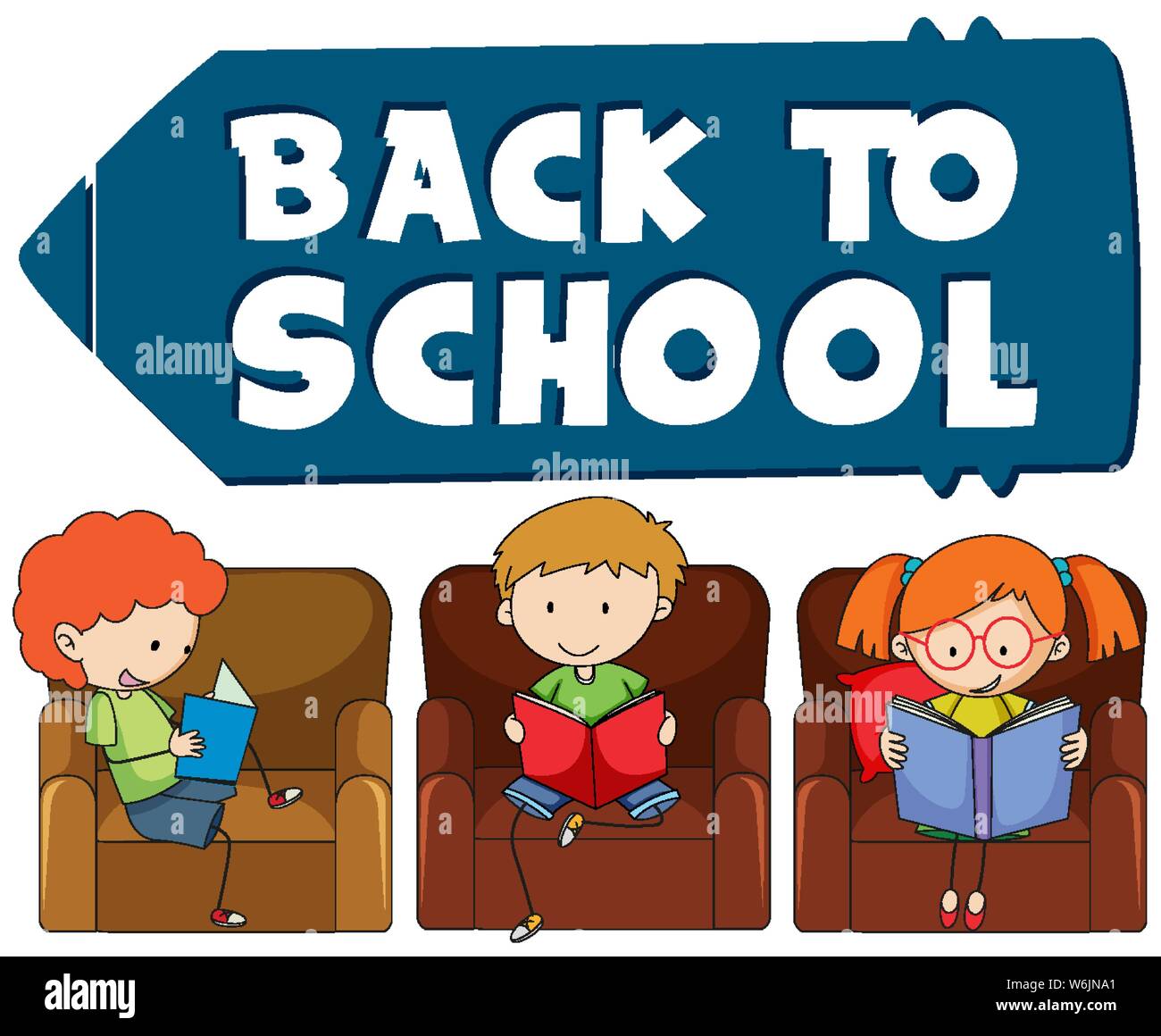 Back to school template with children illustration Stock Vector Image ...