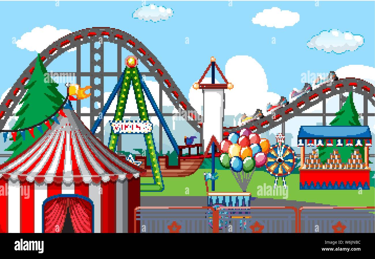 An outdoor funfair scene illustration Stock Vector Image & Art - Alamy