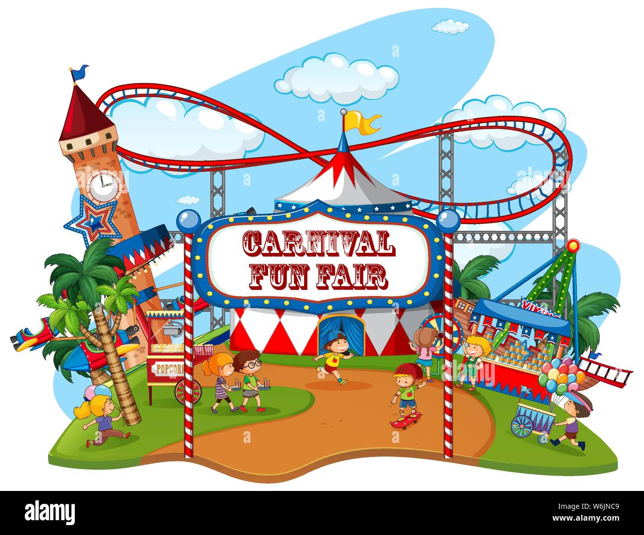 Fun fair theme park on isolated background illustration Stock Vector ...